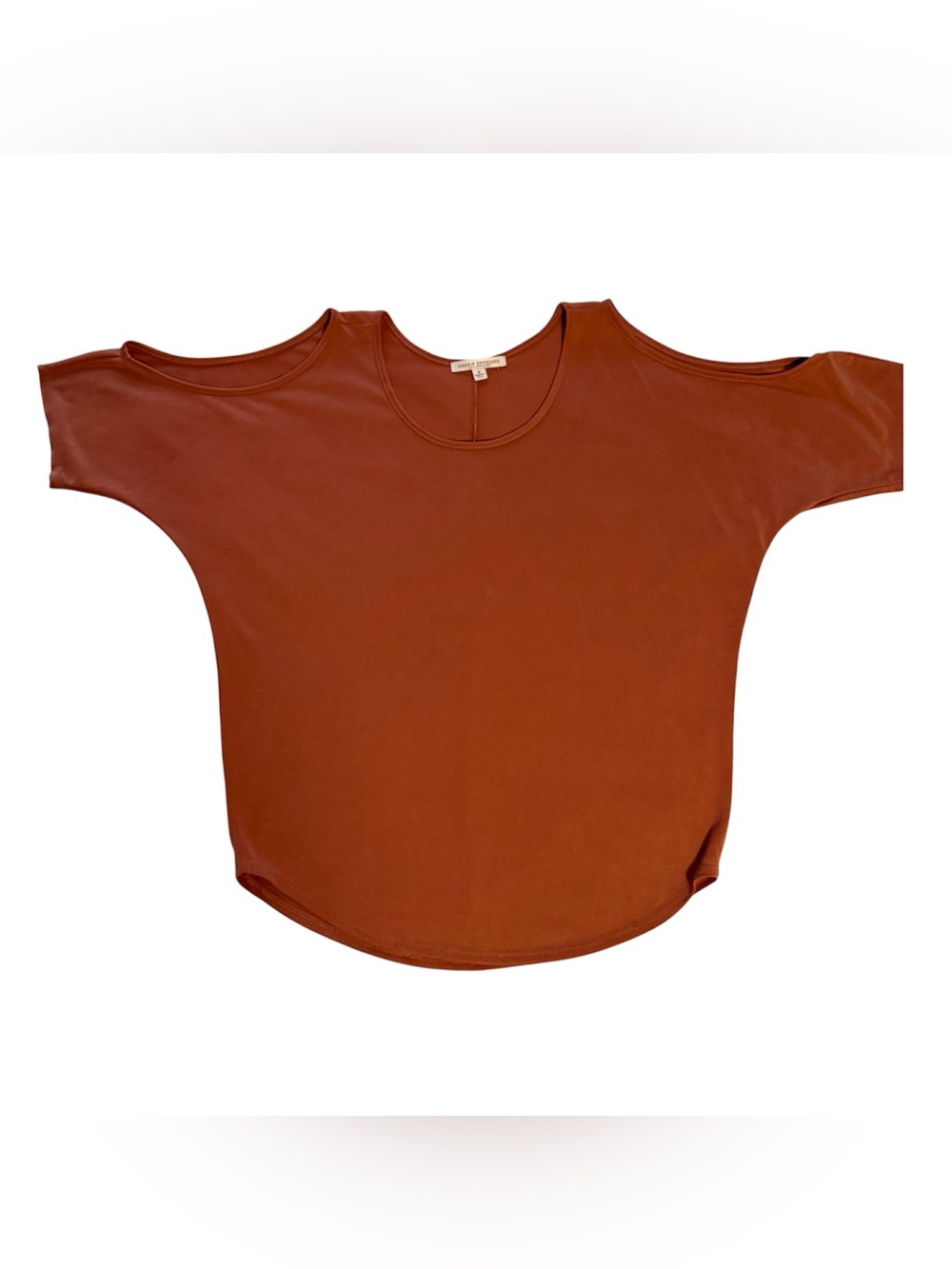 Green Envelope Rust Cold-Shoulder Short Sleeve Tee